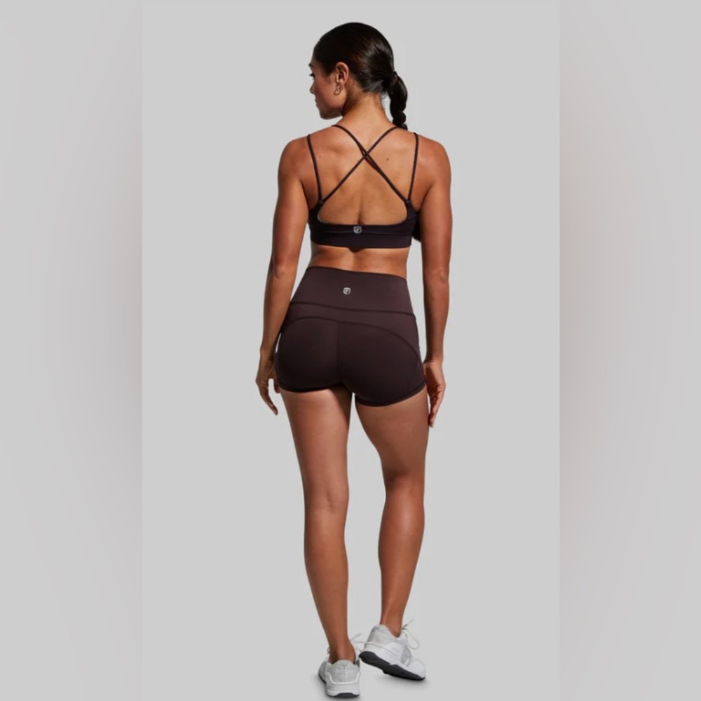 Born Primitive Booty shorts in deep plum color. Athletic Shorts and top set